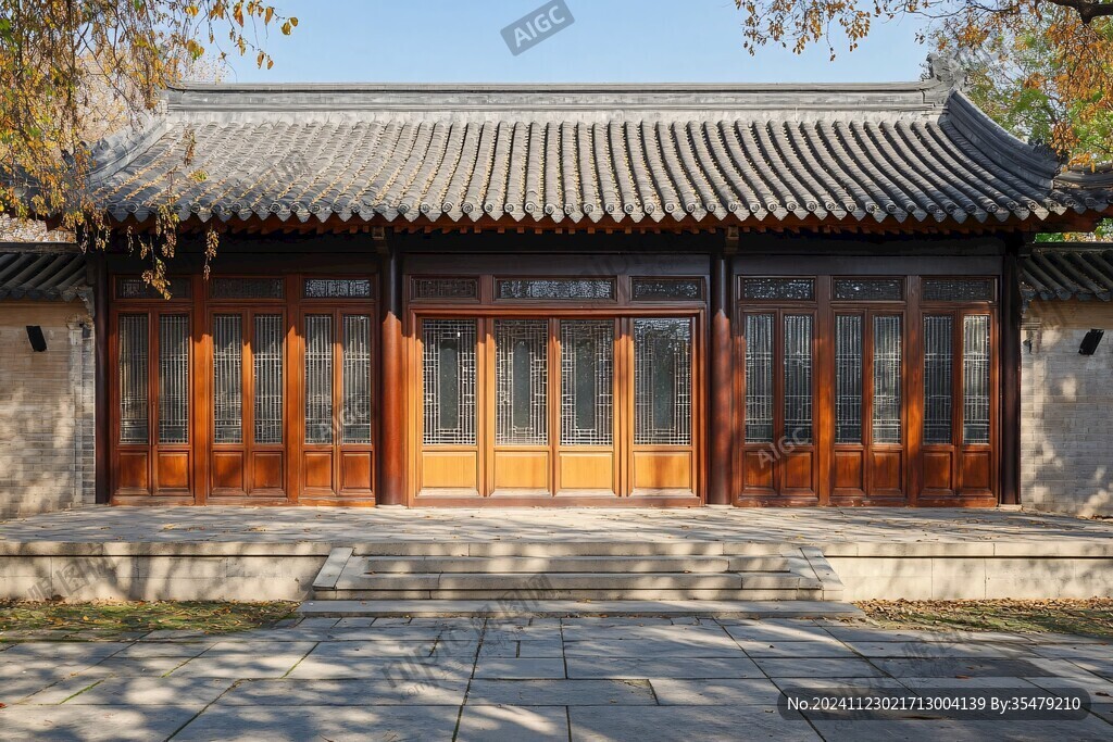 秋天中式建筑