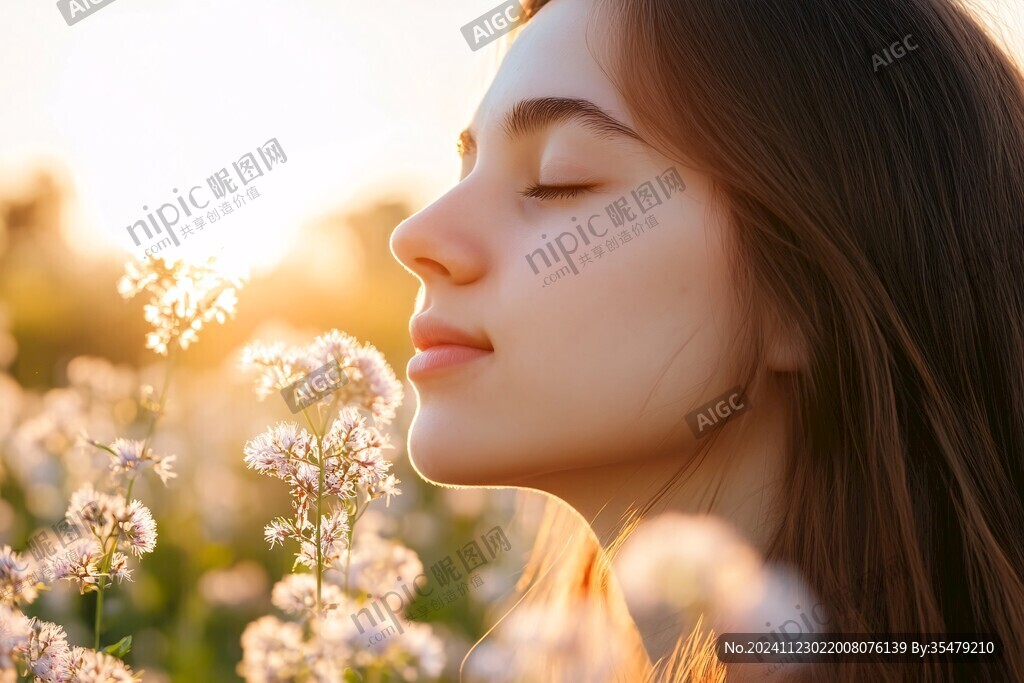 午后沐浴阳光下的美女