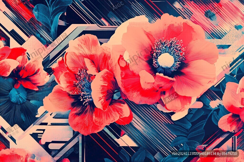 高端抽象花卉色块