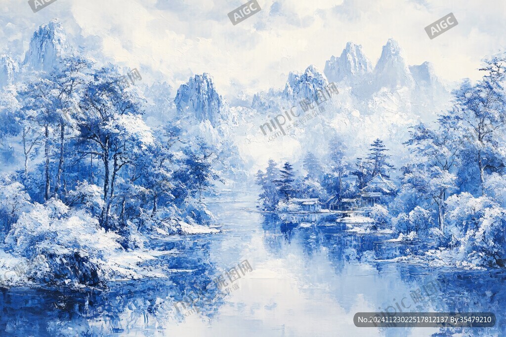 蓝色梦幻山水风情