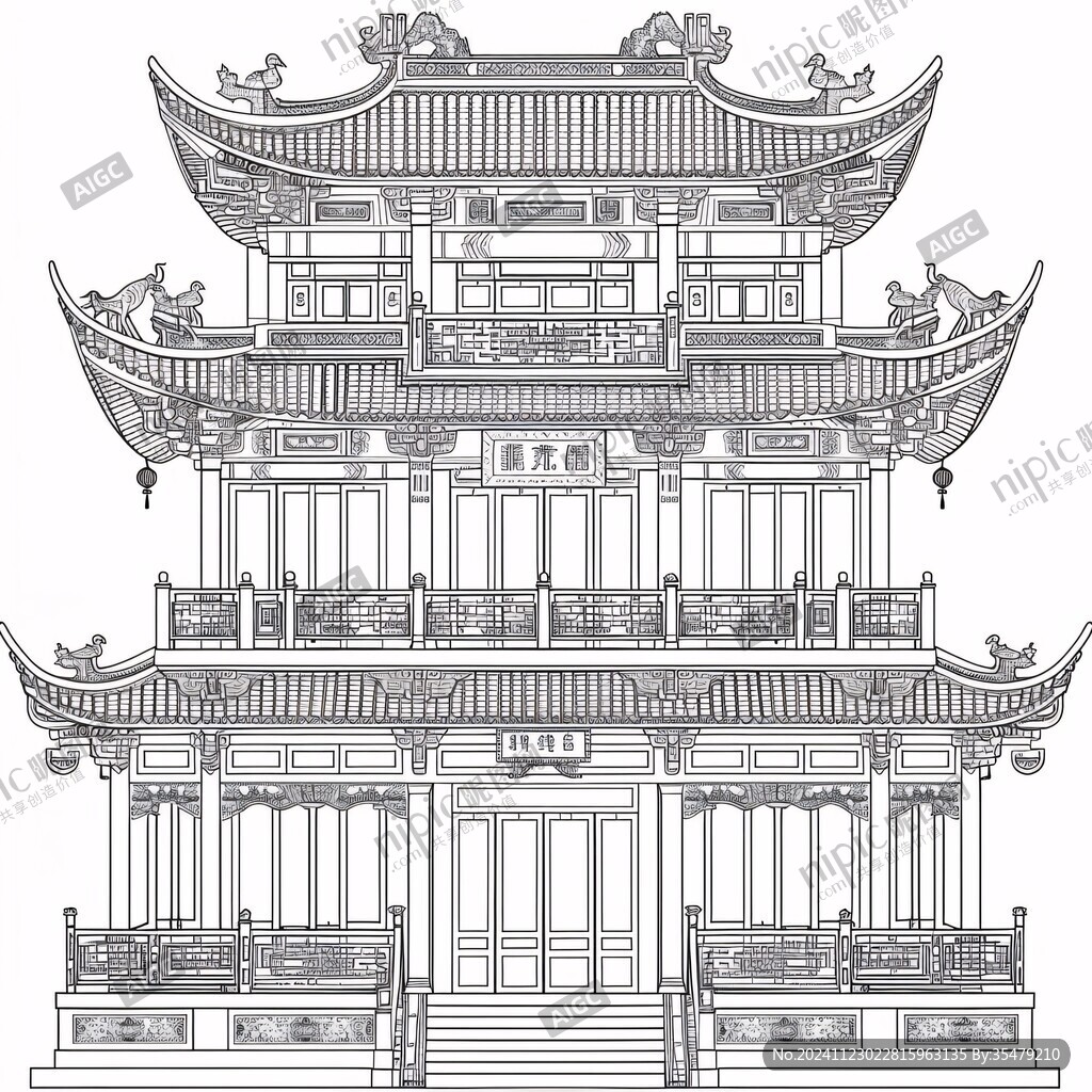 文济阁线稿