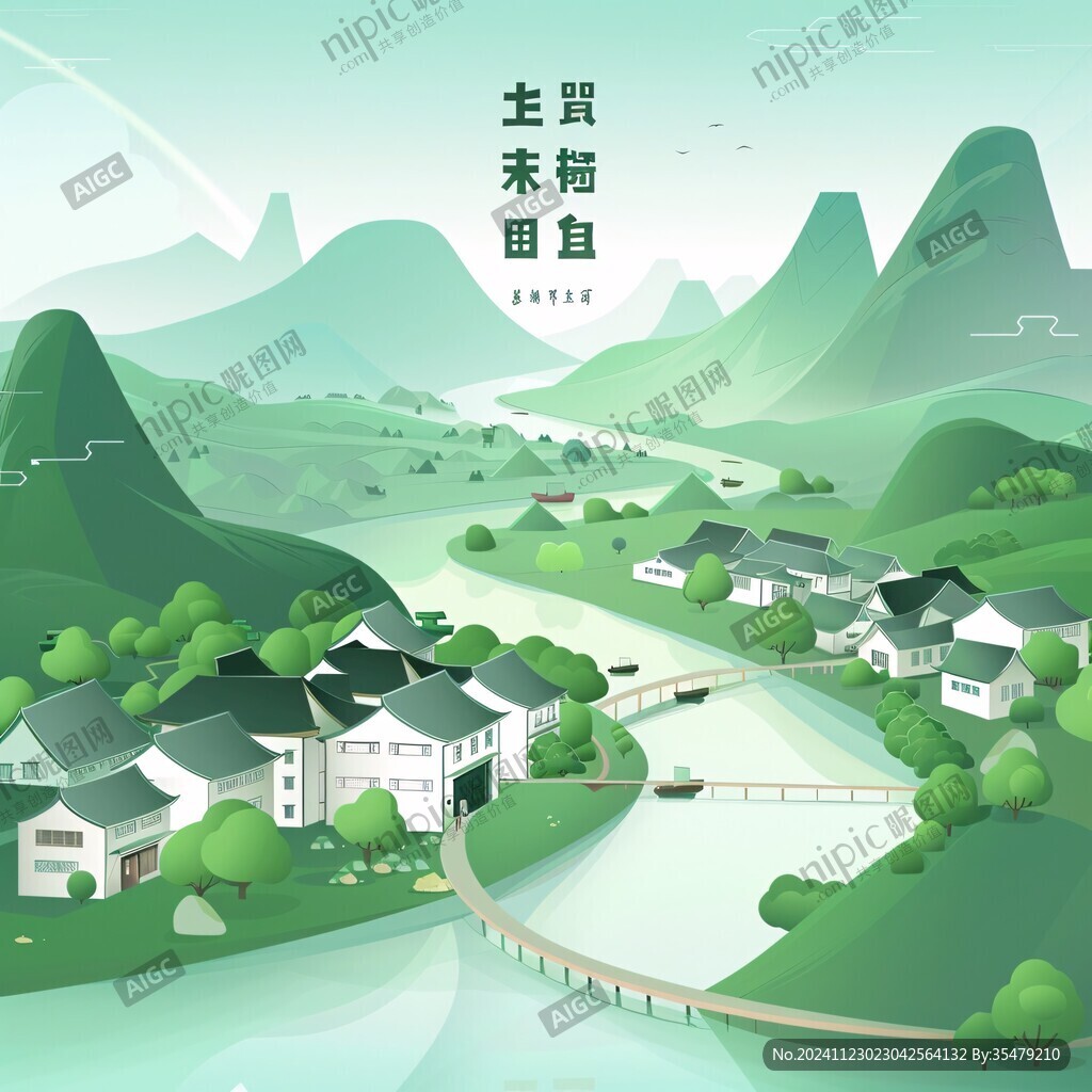 生态乡村插画
