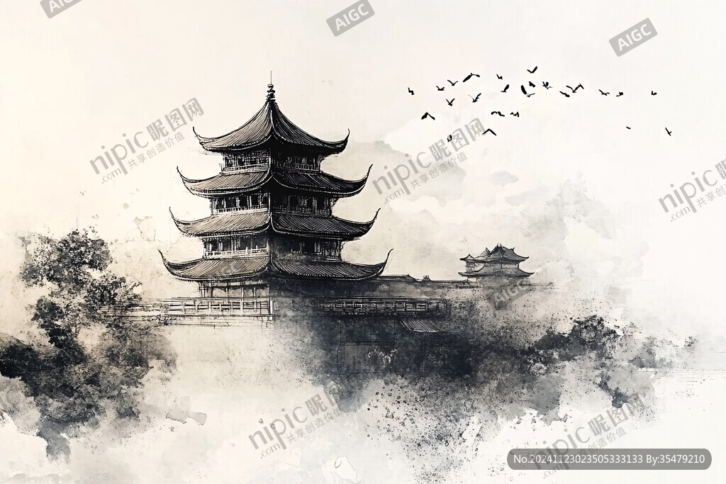 黄鹤楼水彩