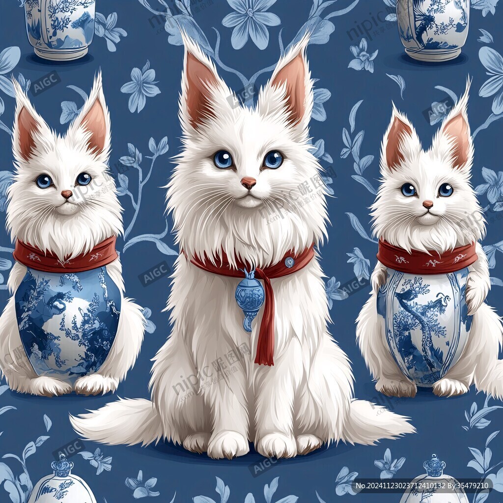 原创猫插画图案