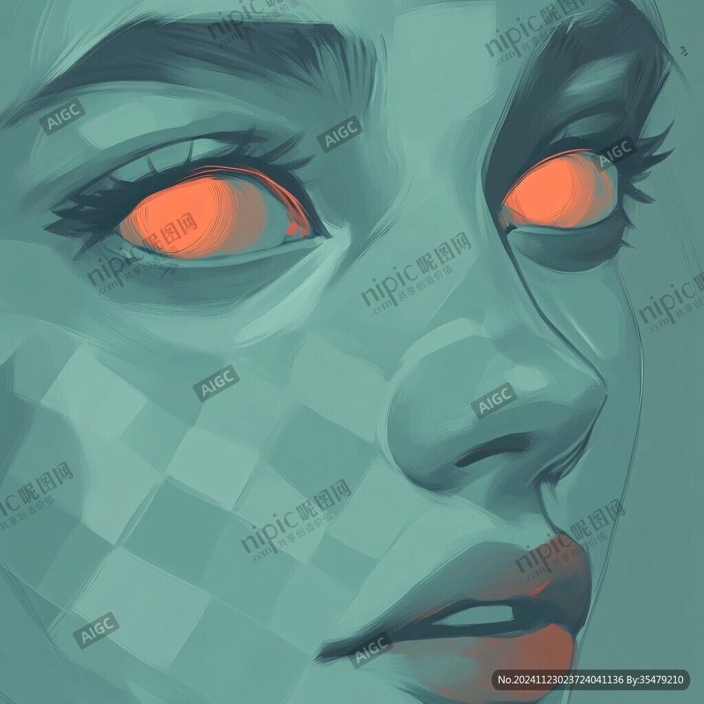 人脸色块拼接装饰画