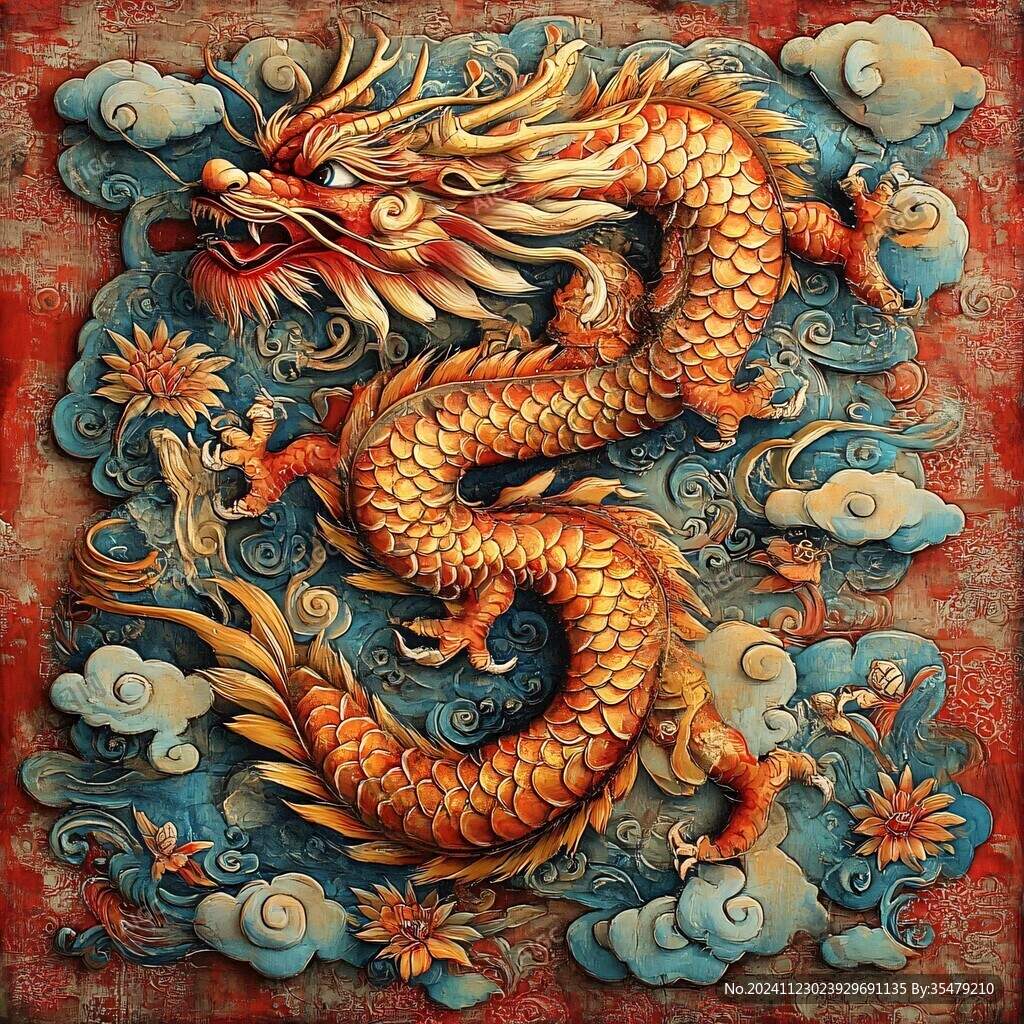 高清龙壁画