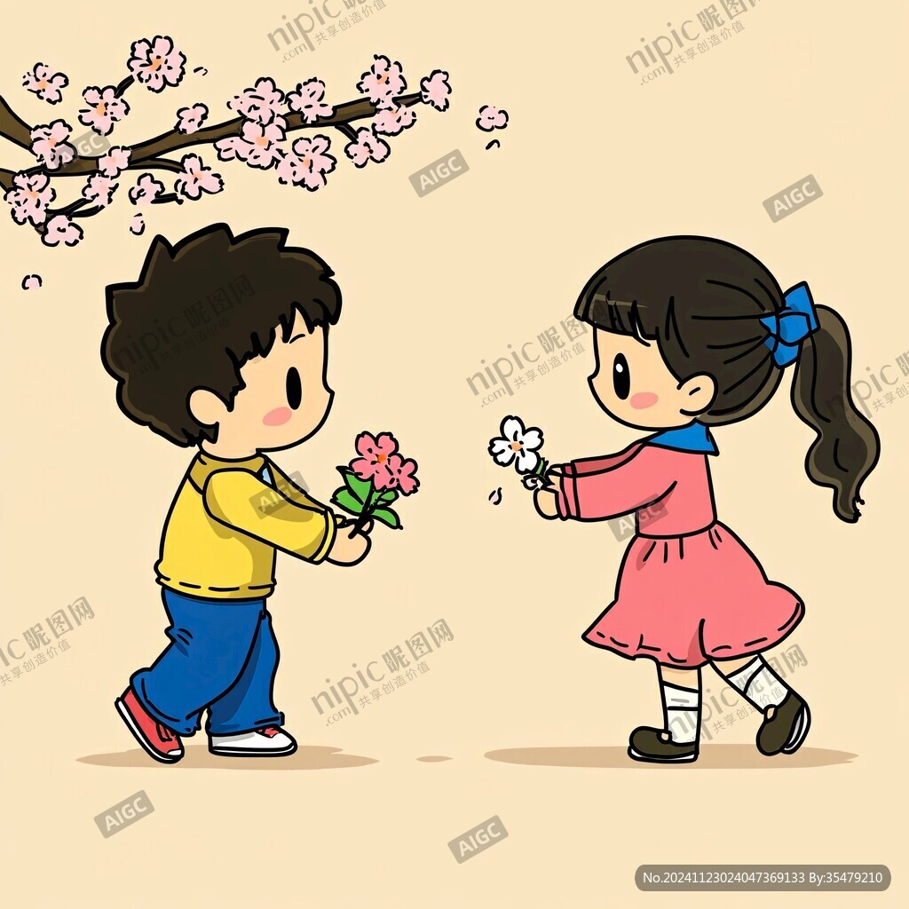 男生给女生送花