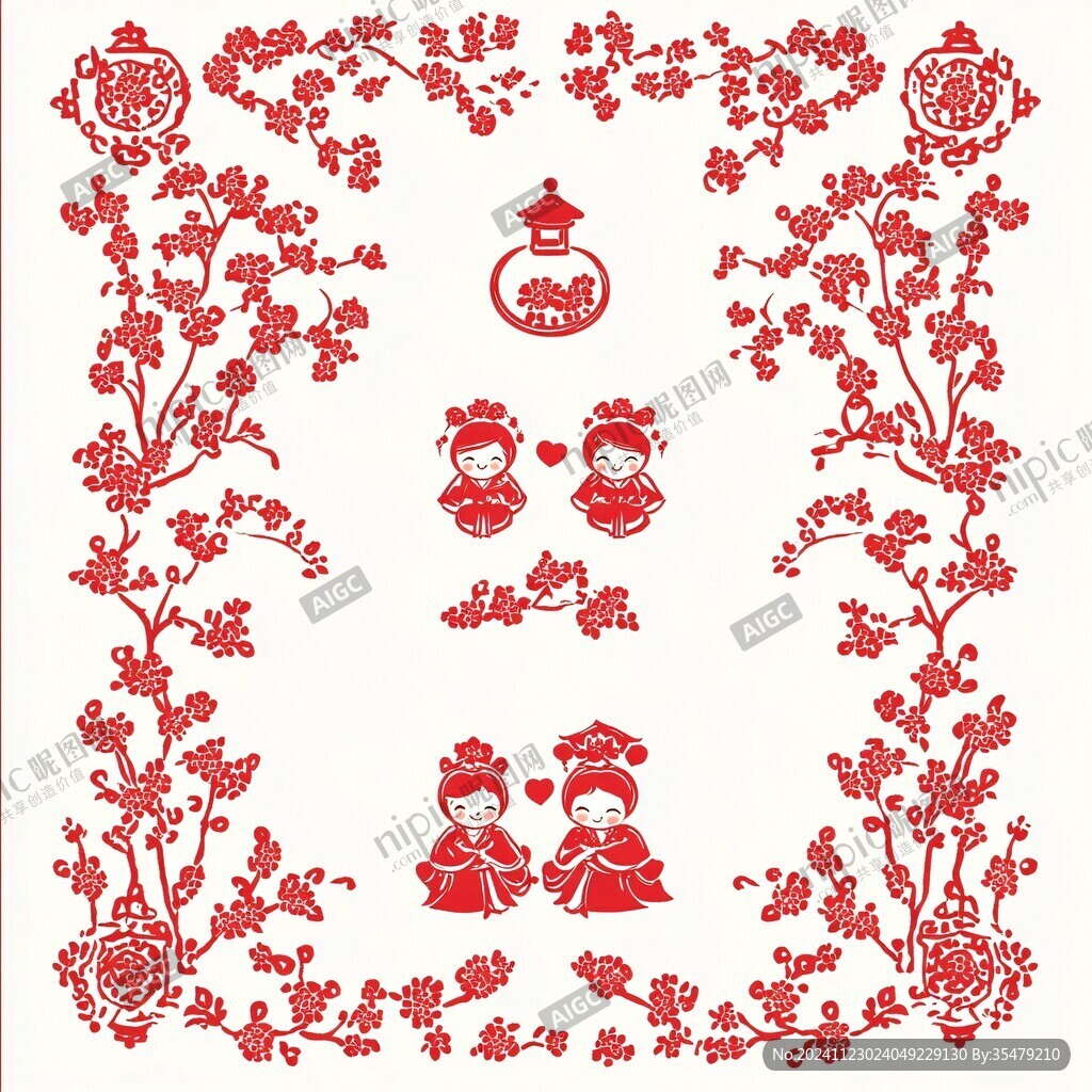 囍事花纹底纹