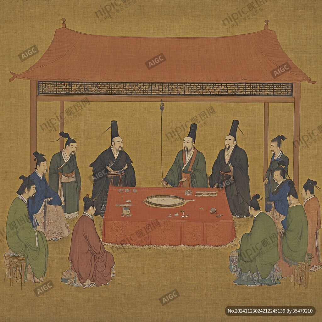 君王接见大臣纳谏场景