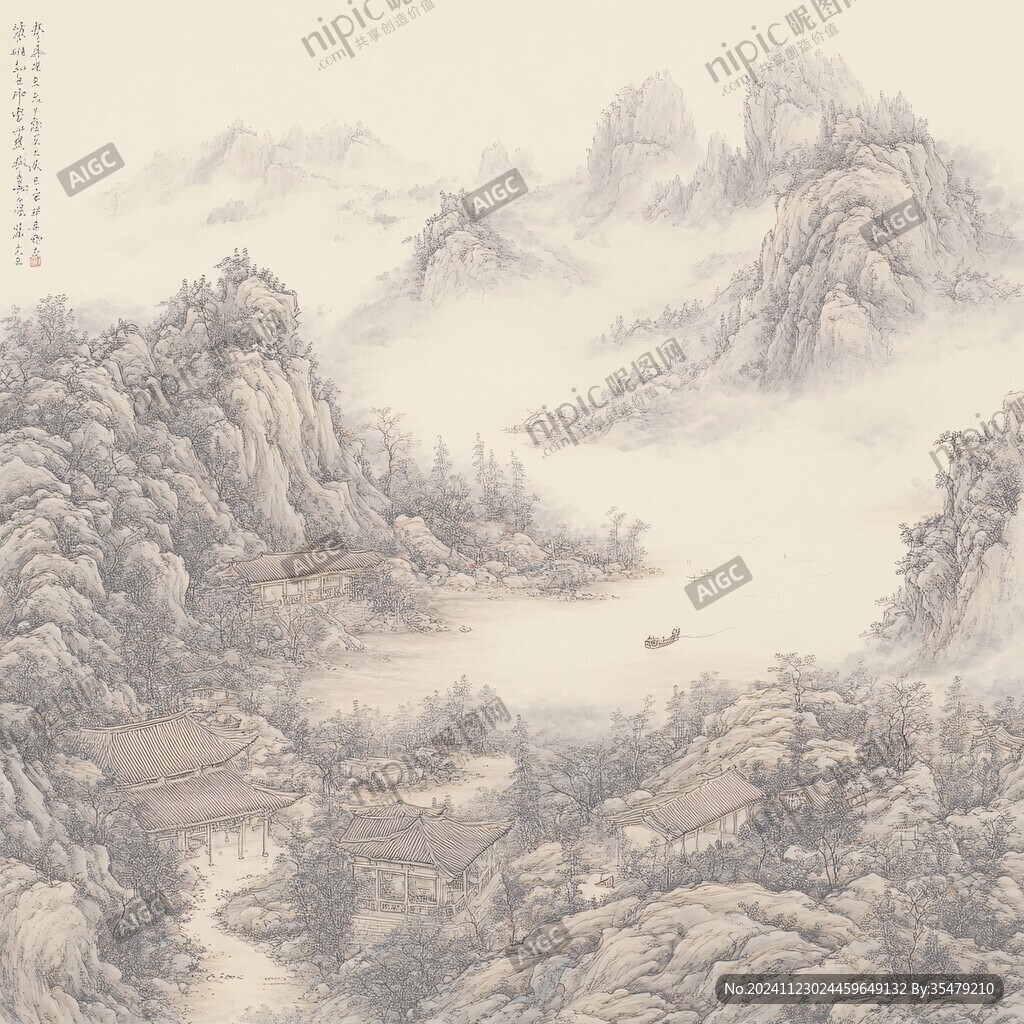 工笔画金碧山水