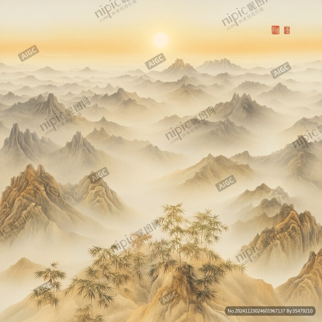 日出山水画