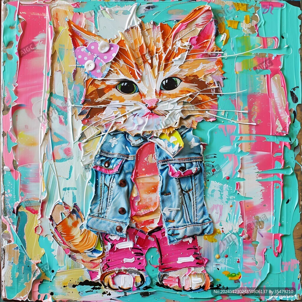 油画大花猫