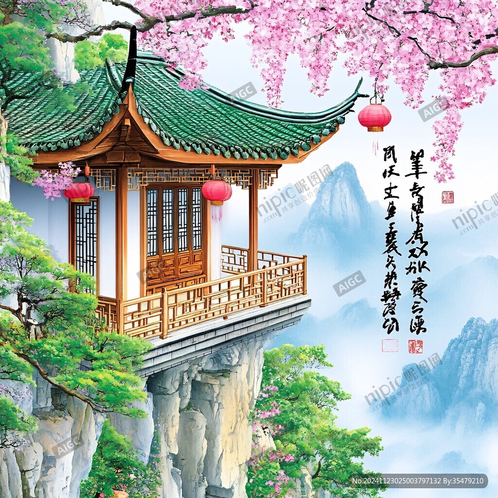 亭台楼阁背景墙