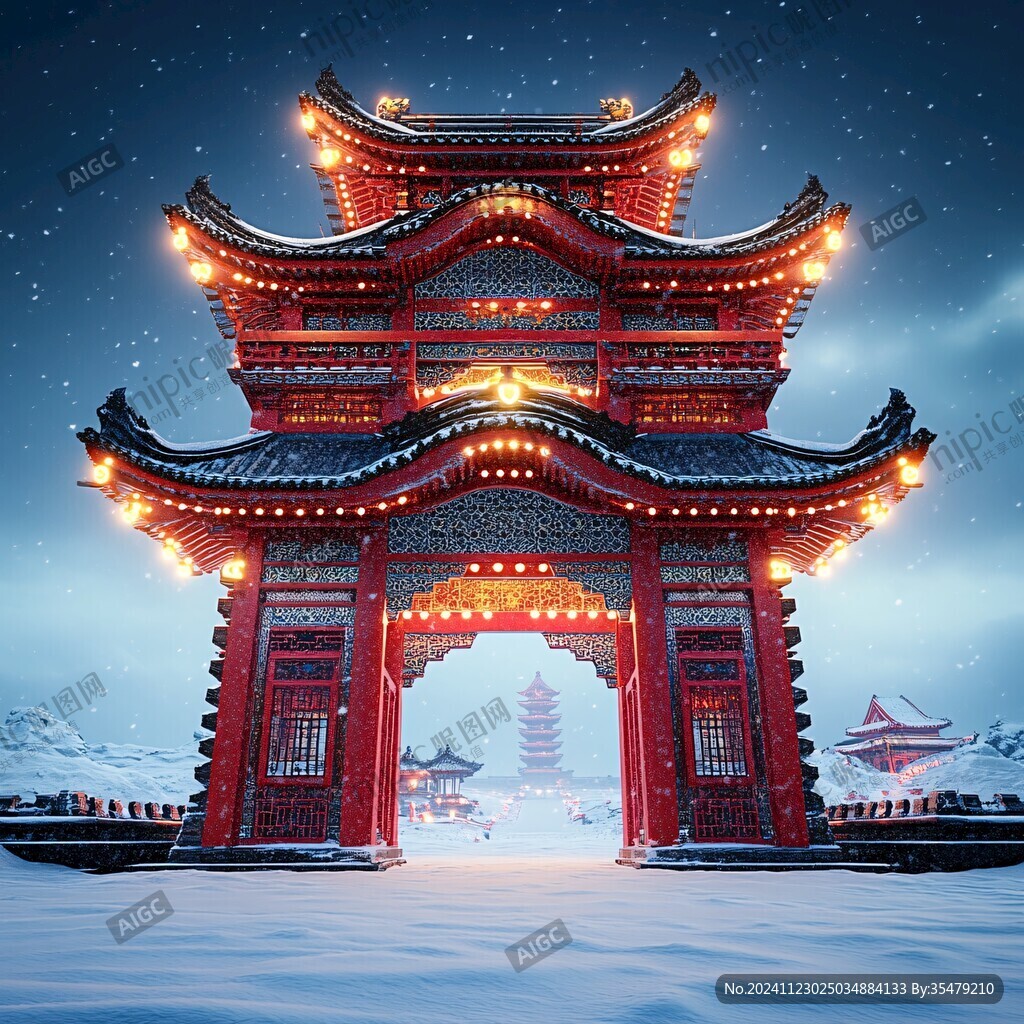 门楼插画