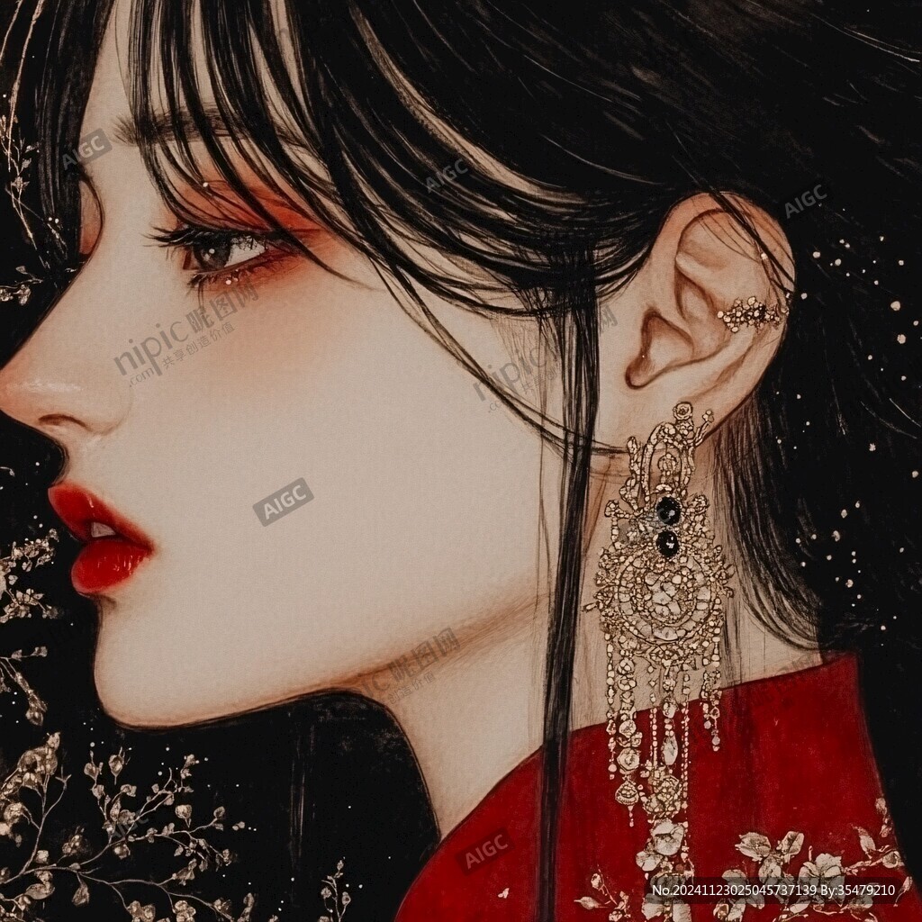 古风美女头像插画封面