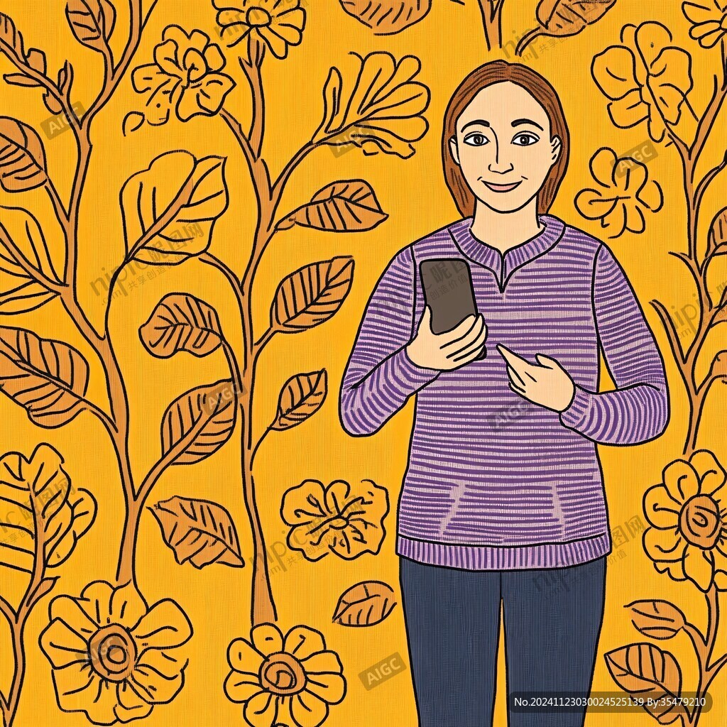 插画自拍的女人