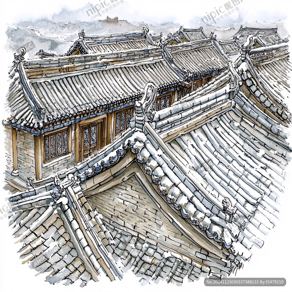 古北水镇手绘画