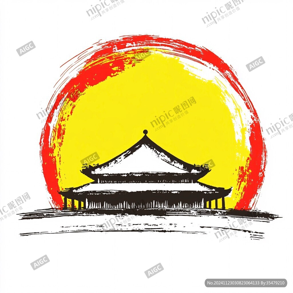 手绘天坛插画海报