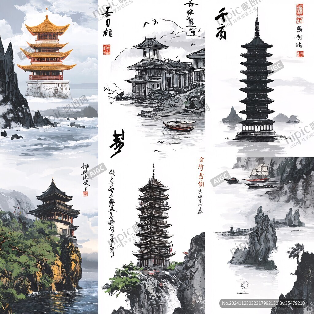 飞英塔插画