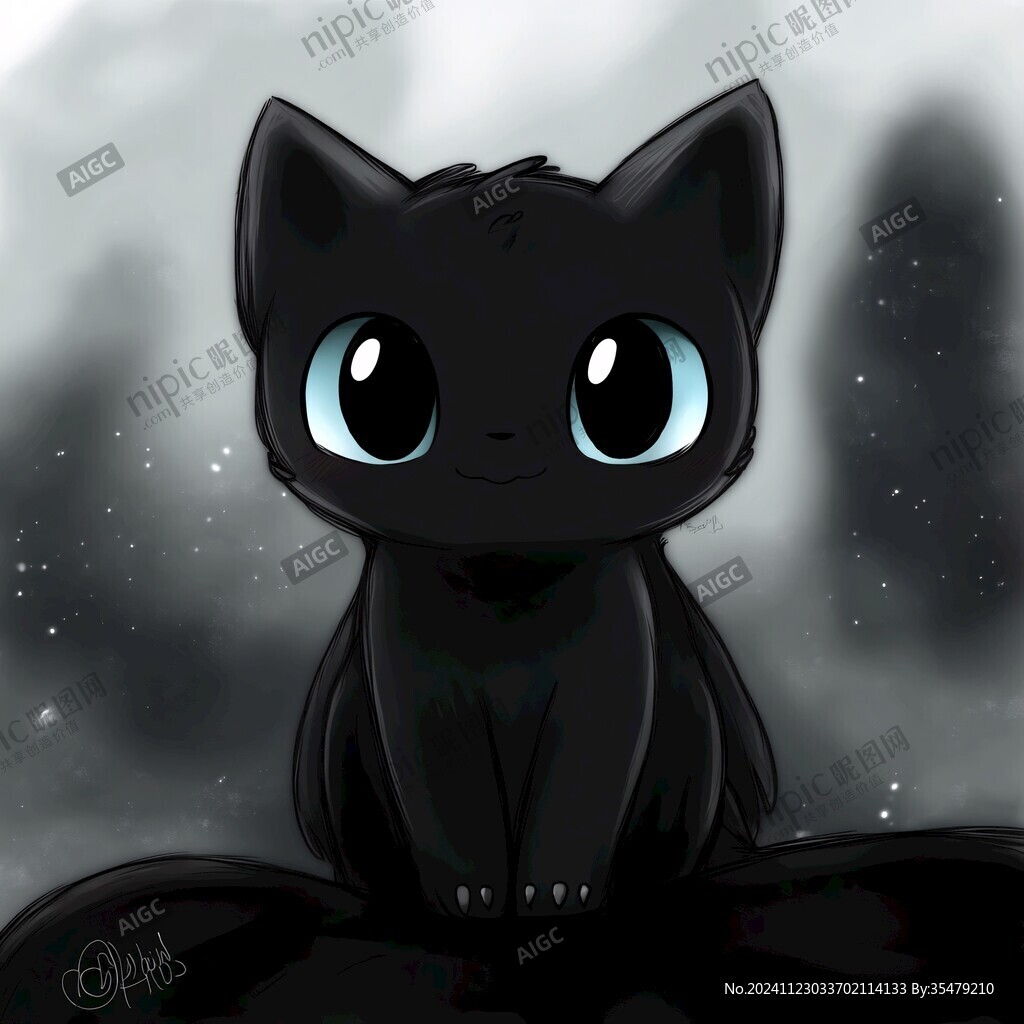 小黑猫插画