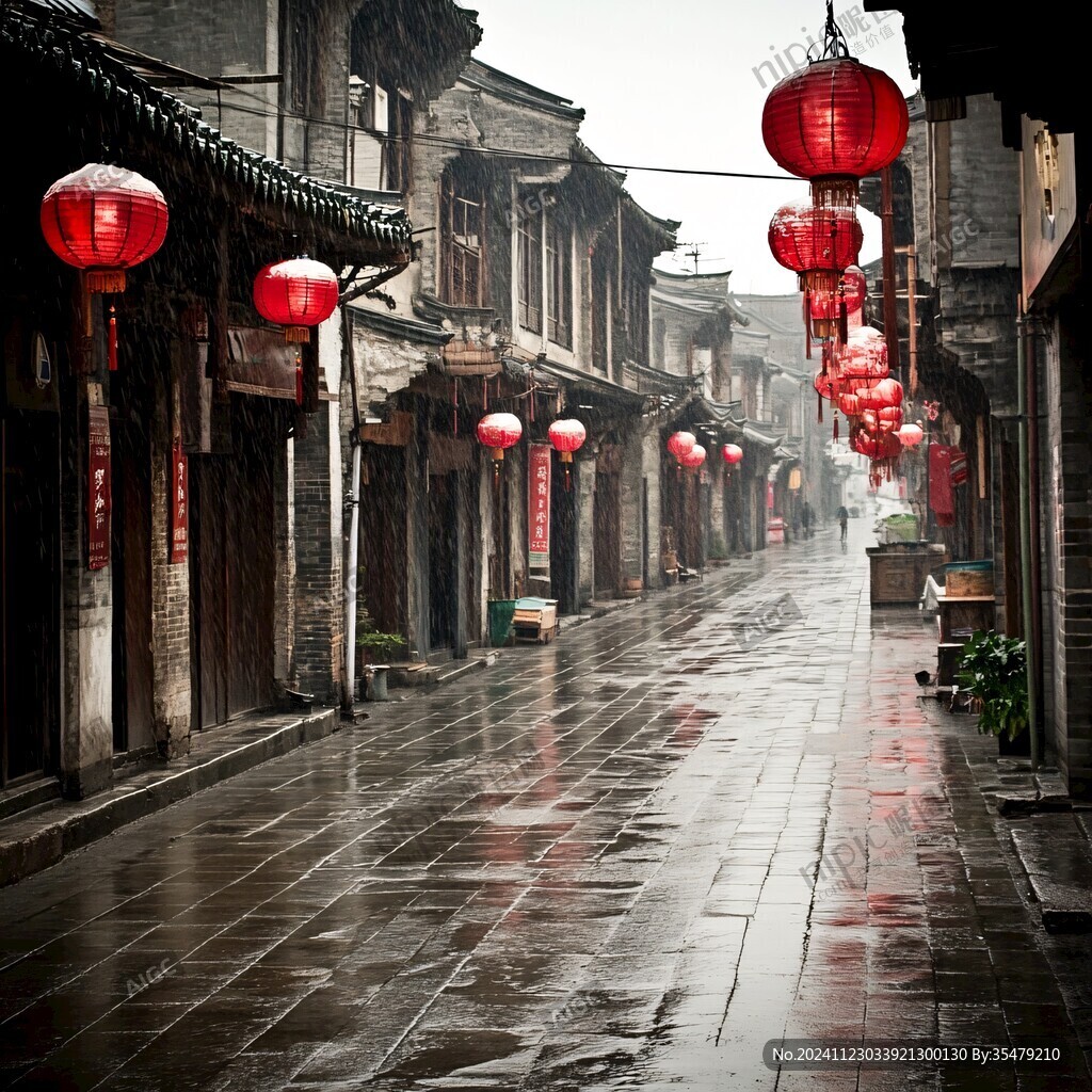 古街阴雨天