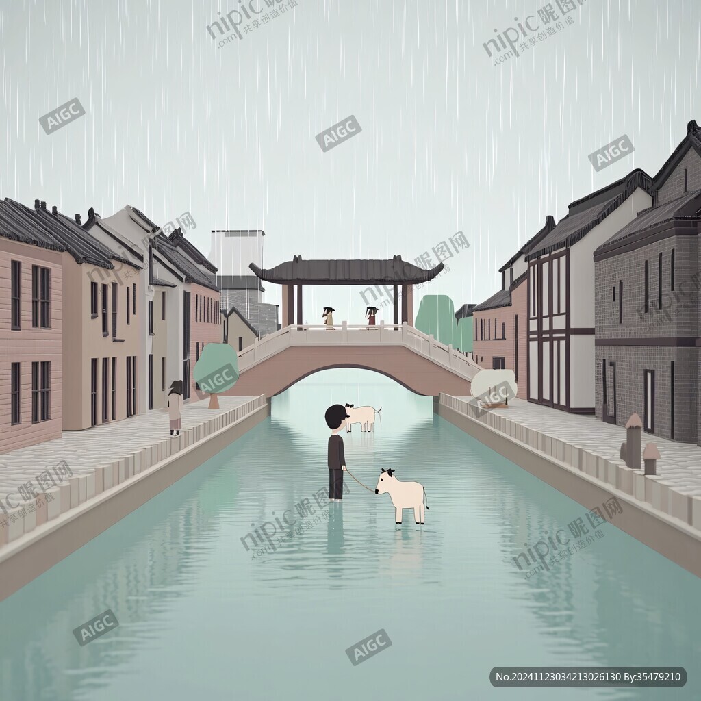 雨巷插画