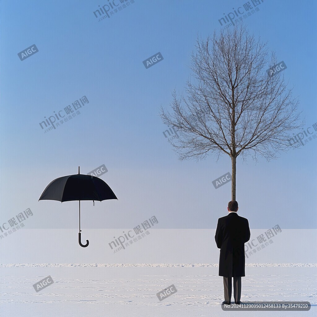 打伞的人影