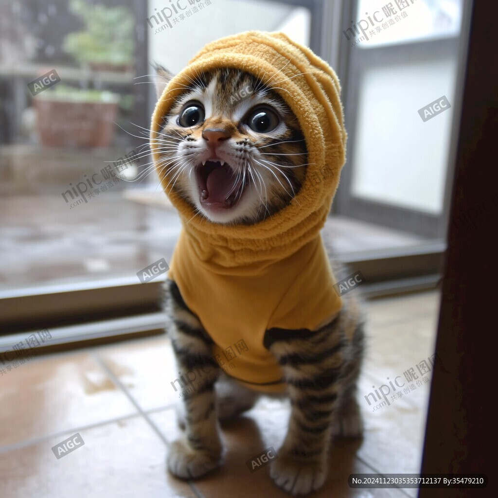 戴兜帽衫的猫