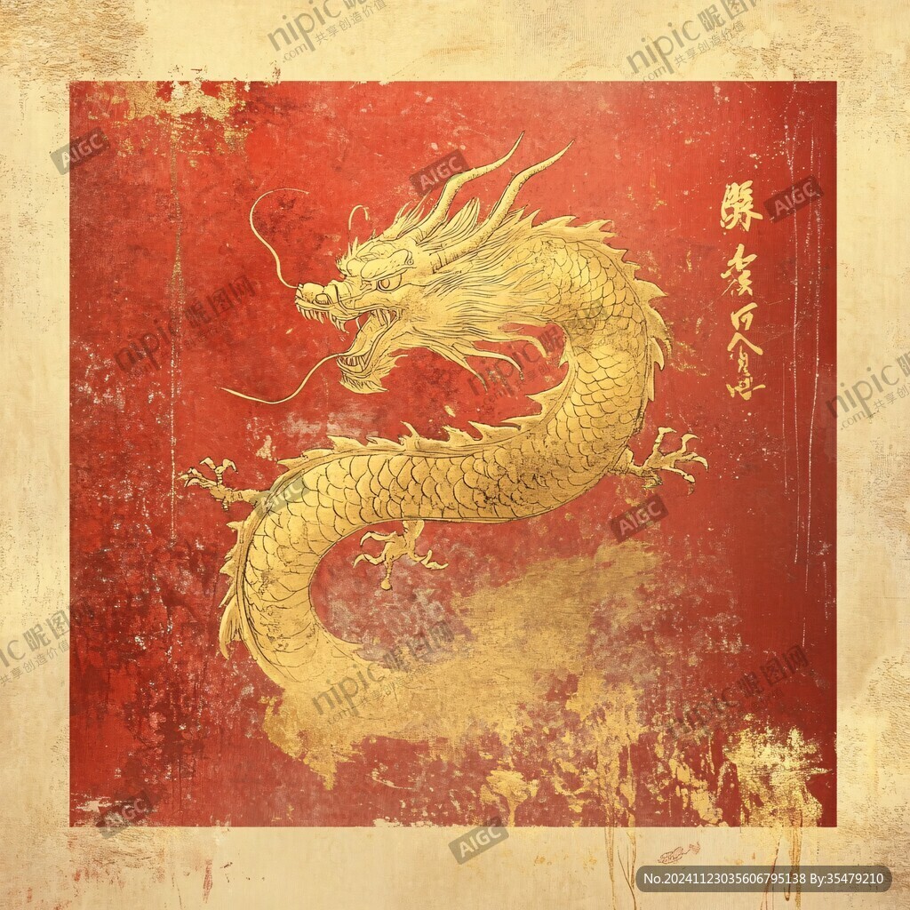 龙年烫金插画