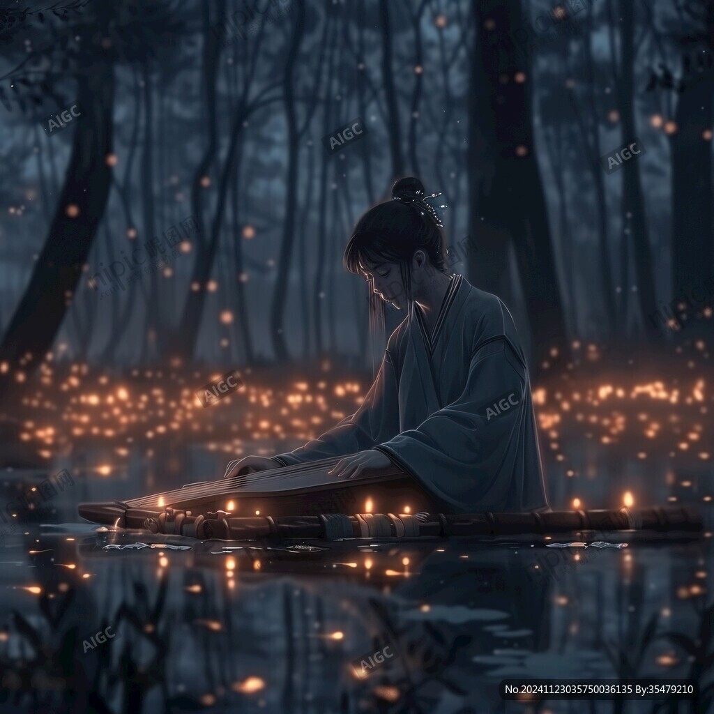 抚琴插画