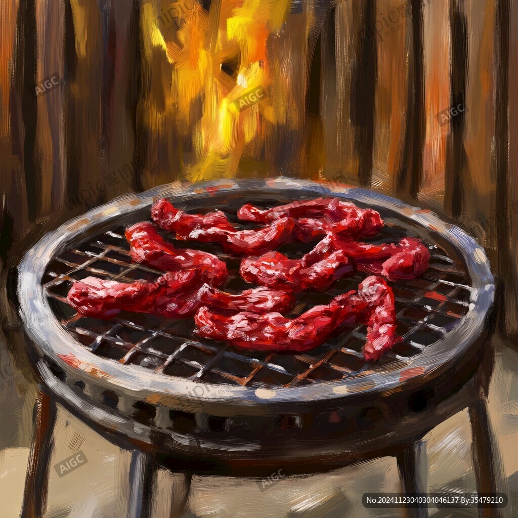 木炭烤肉插画