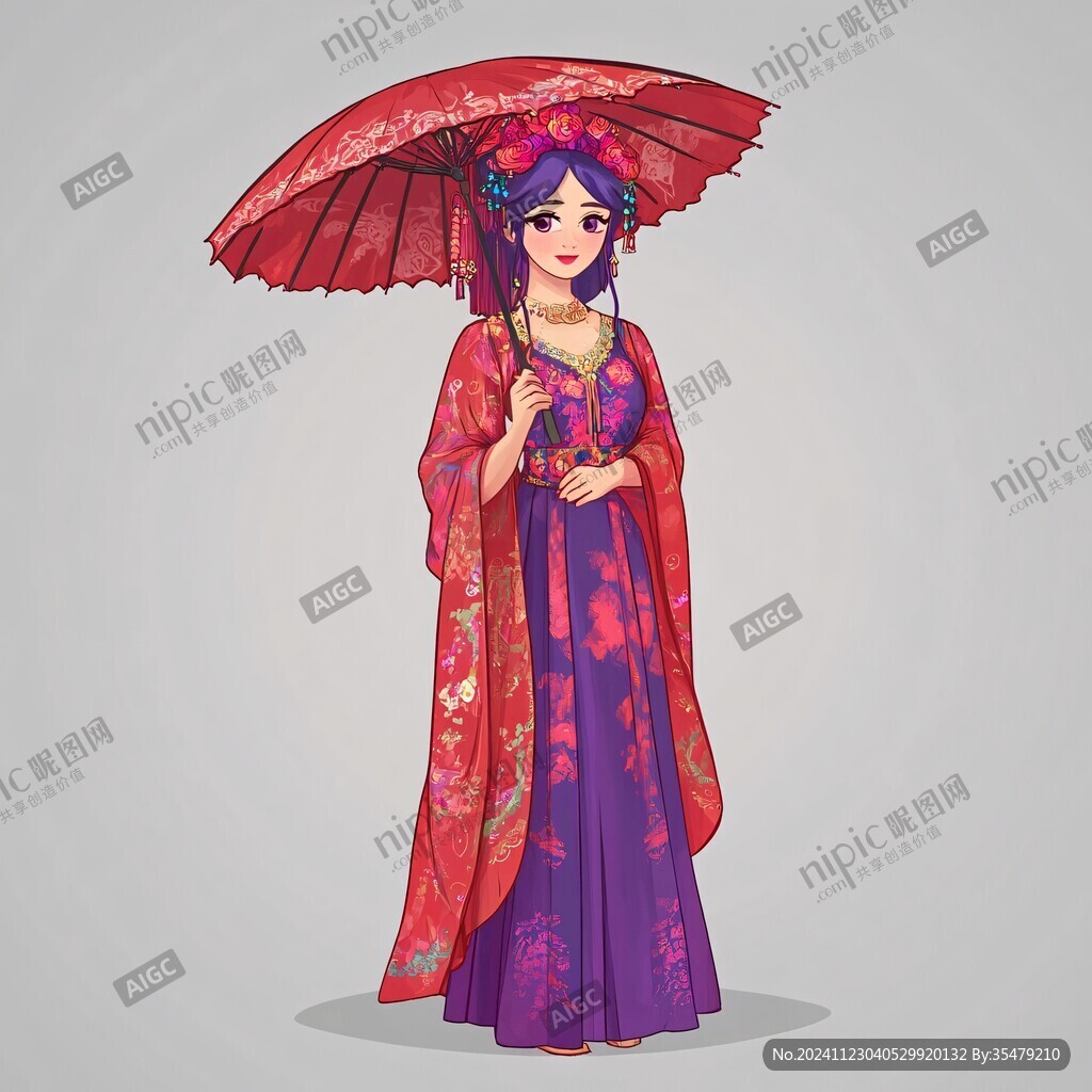 打伞的古典少女
