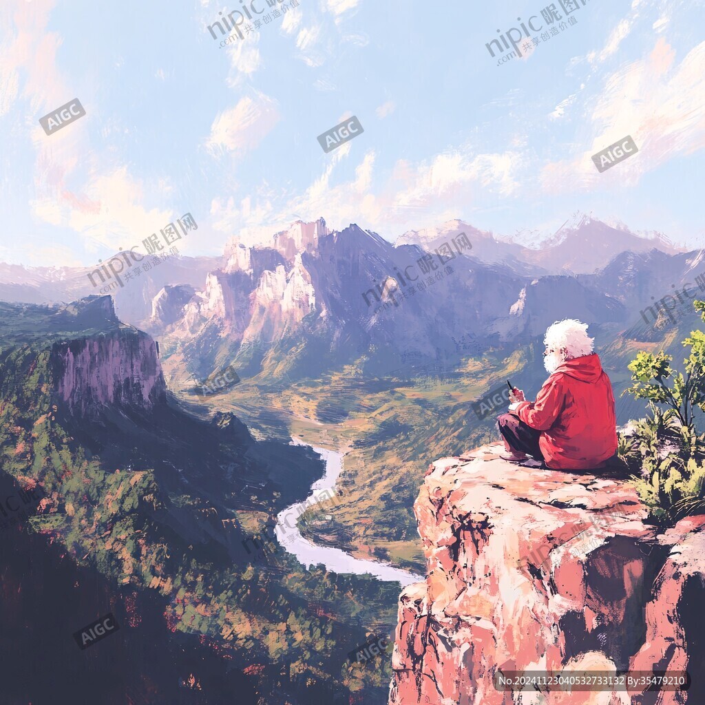 坐在悬崖边上的女生
