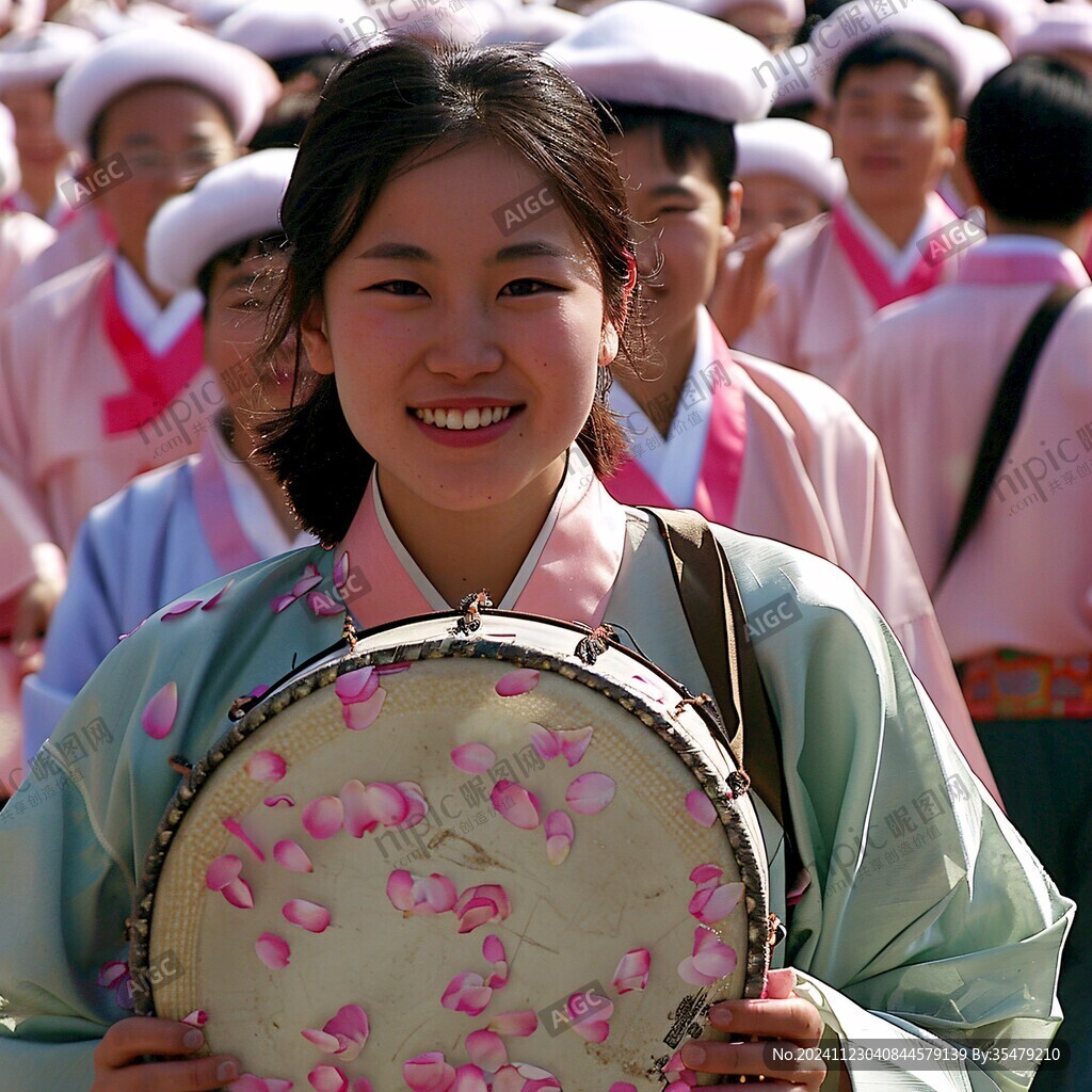 朝鲜打鼓女人