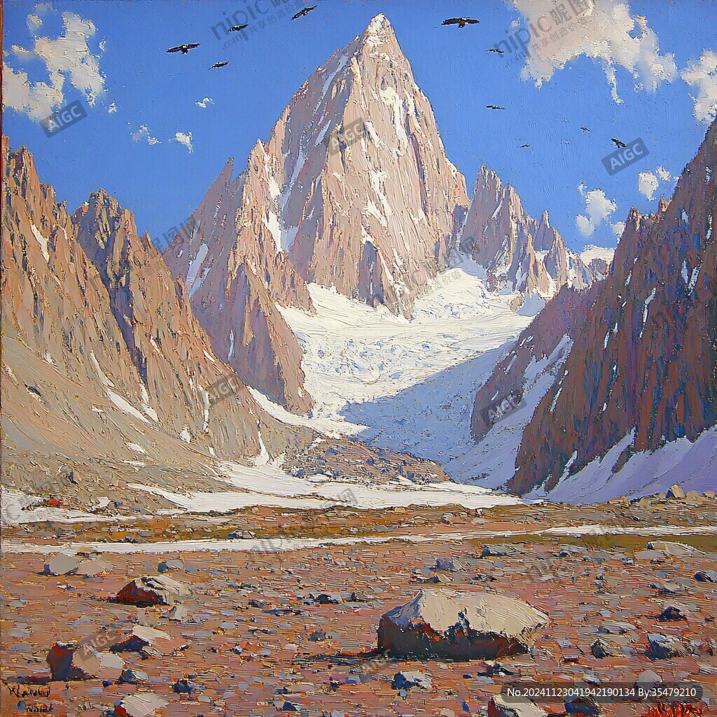 壁画电脑画山脉高山