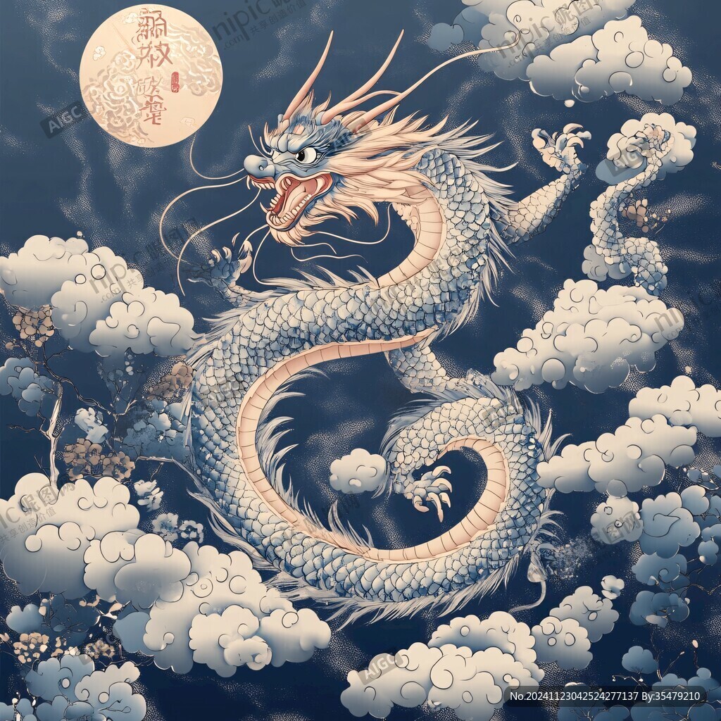 龙年烫金插画