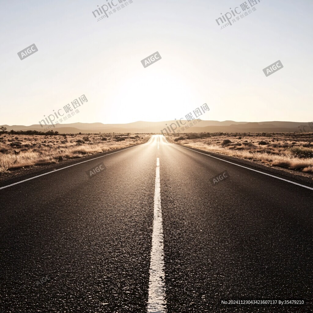 夕阳马路高清图片