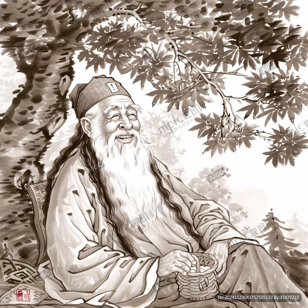 寿星工笔手绘