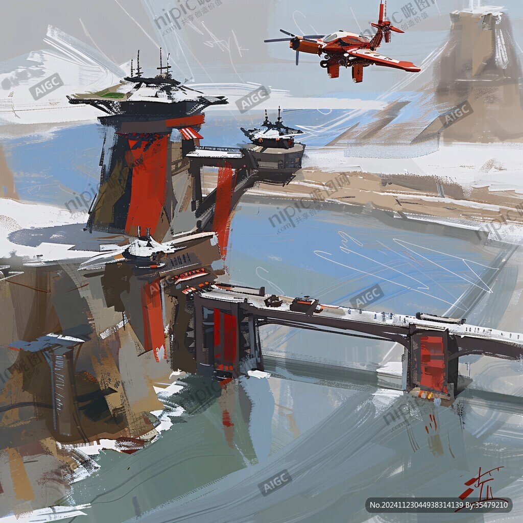 王家坝闸插画