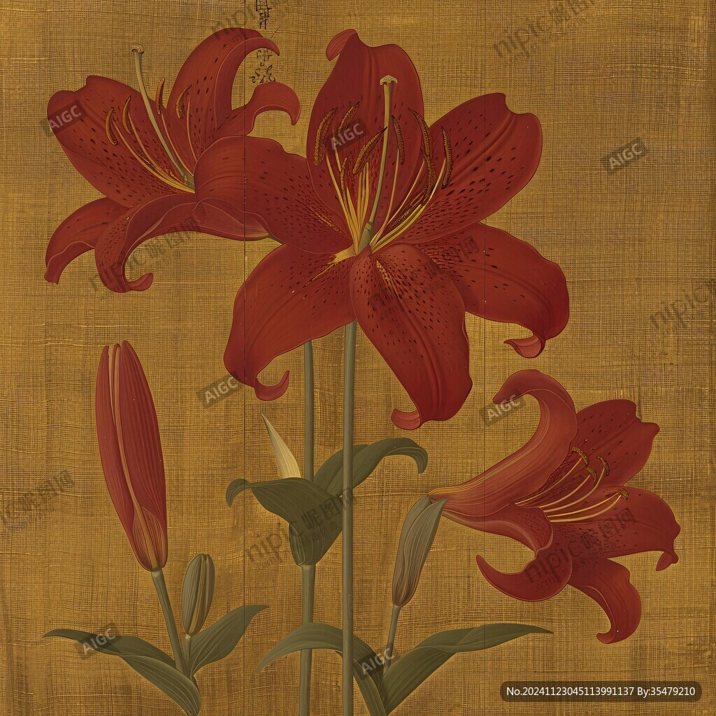 百合花版画