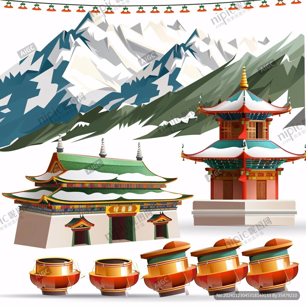 民族建筑雪山