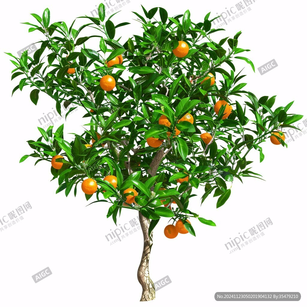 手绘橘树