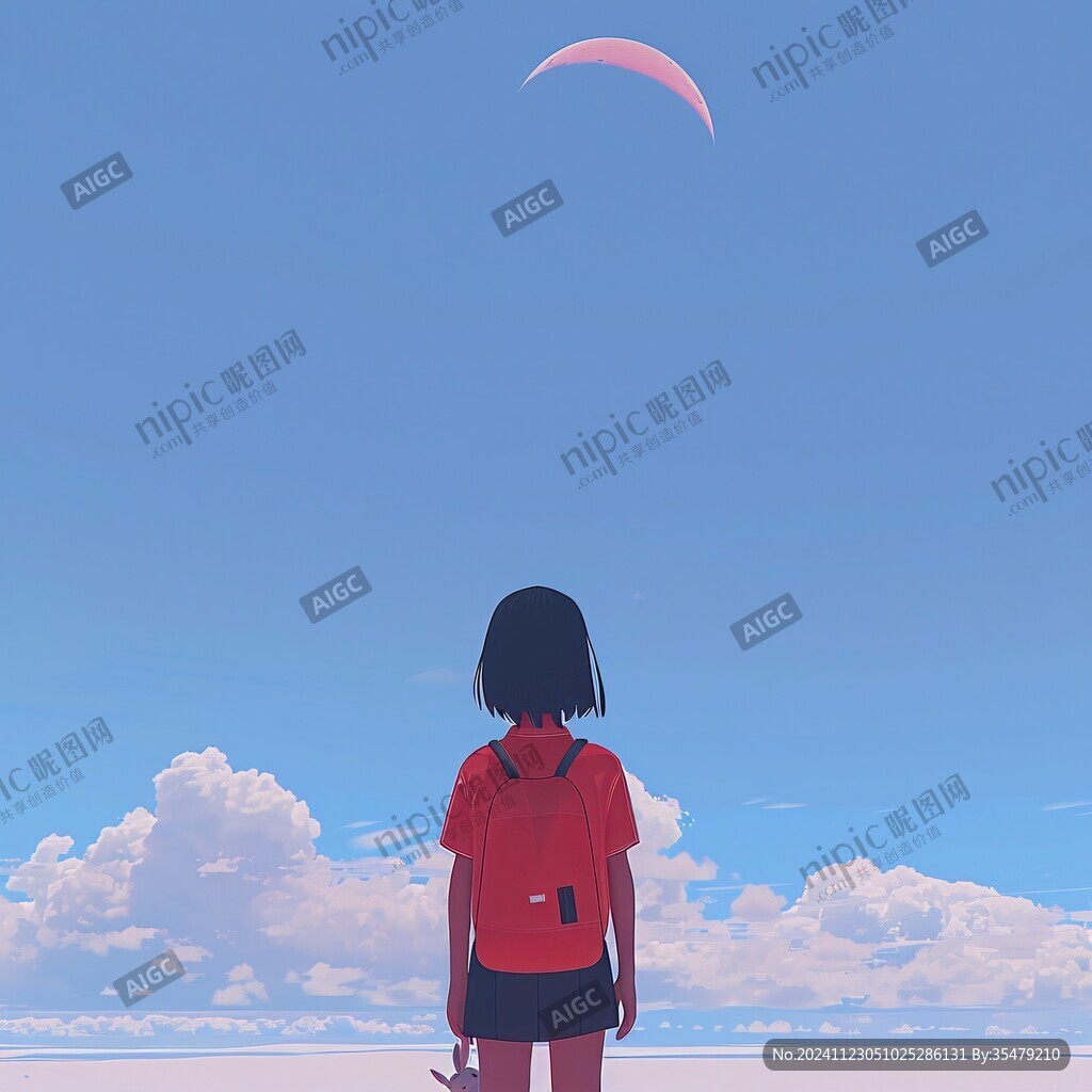 红色背影女孩