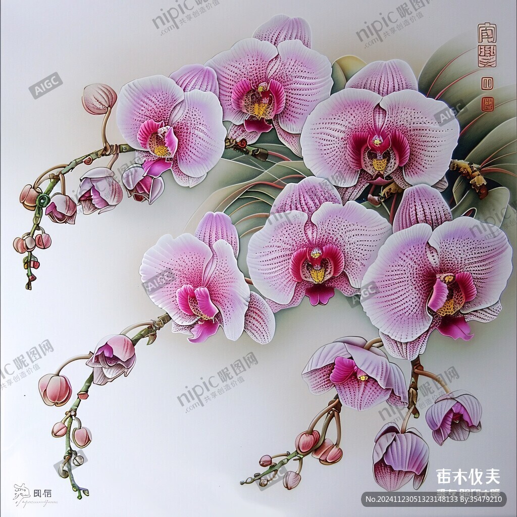 蝴蝶兰烤瓷浮雕