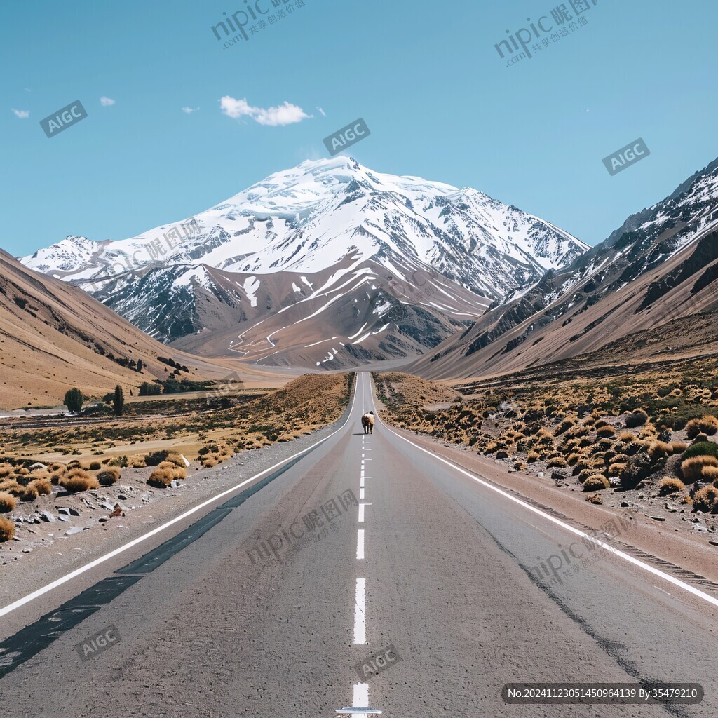 道路伸向雪山