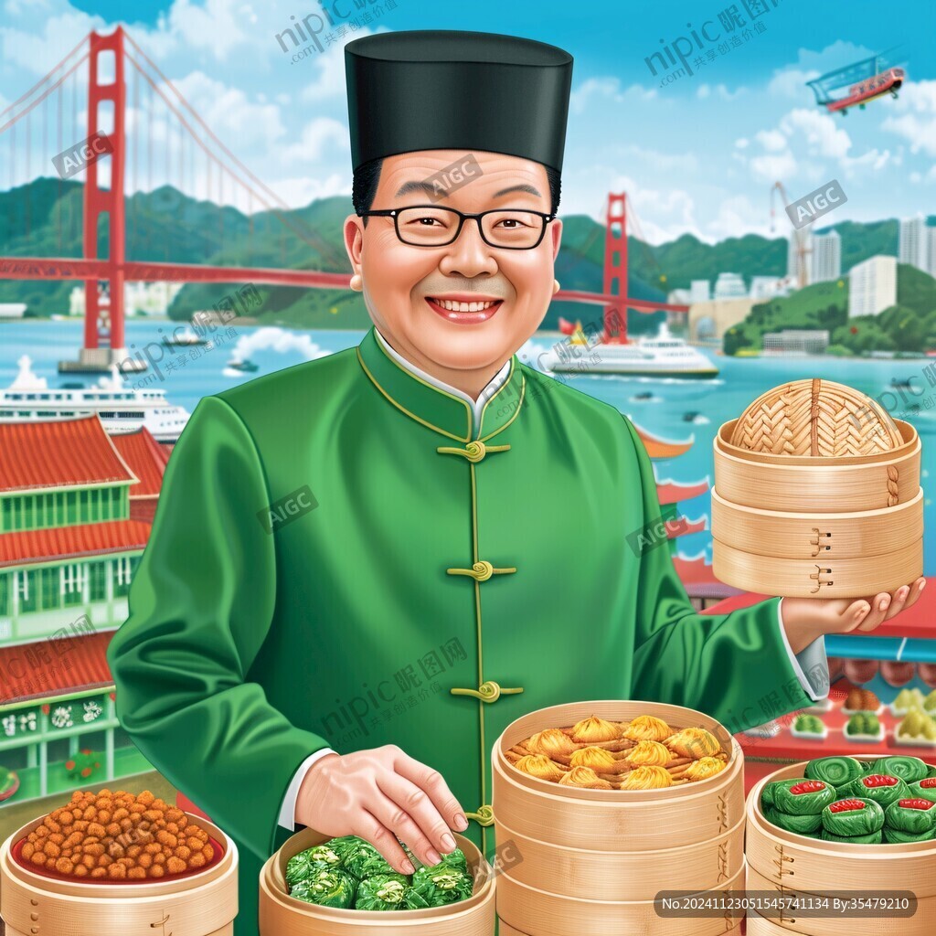 粤菜人物插画
