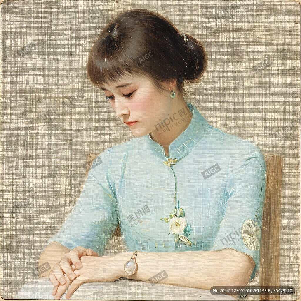 湖水蓝旗袍