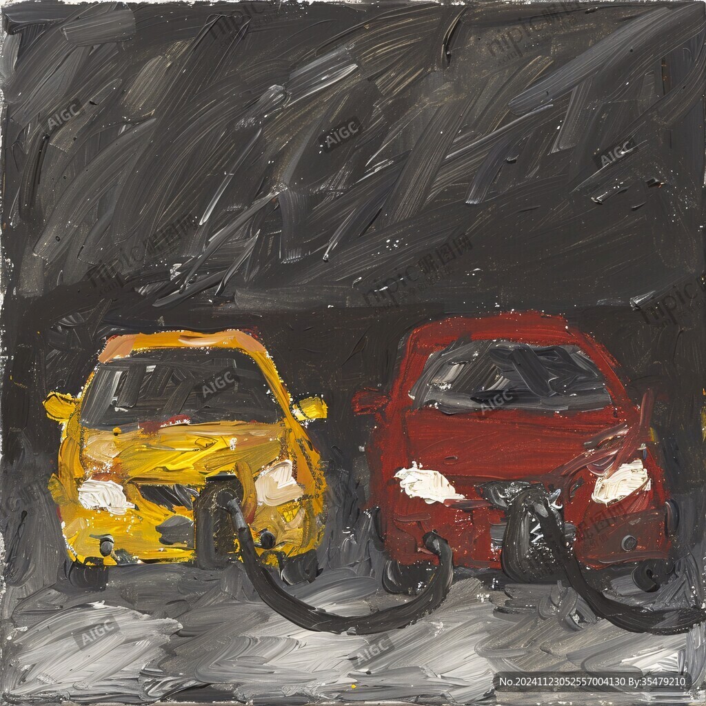 汽车油画