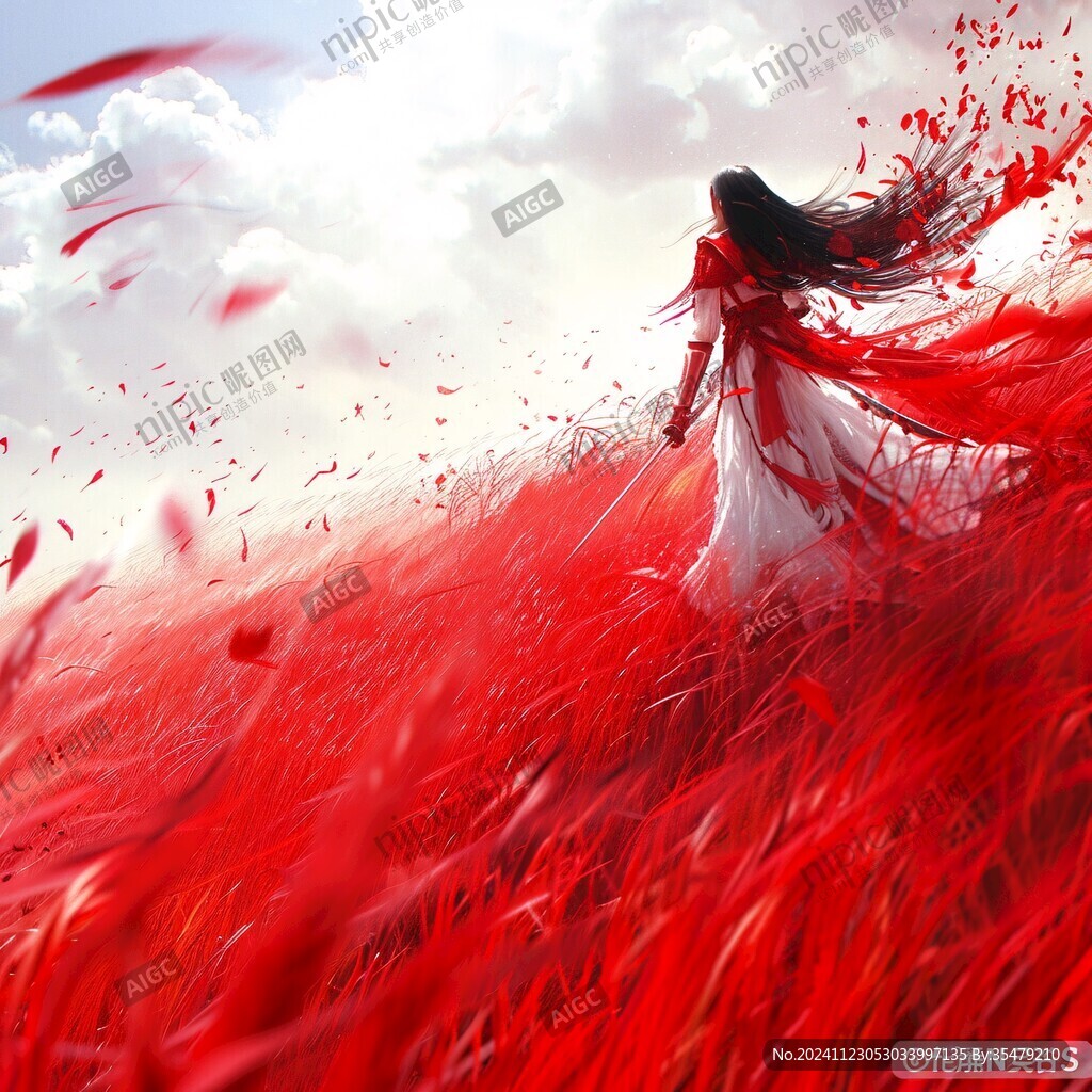 红衣少女设计古风