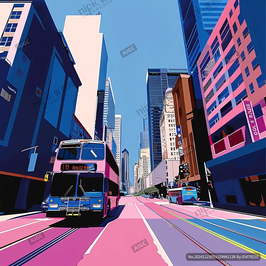 粉色城市道路